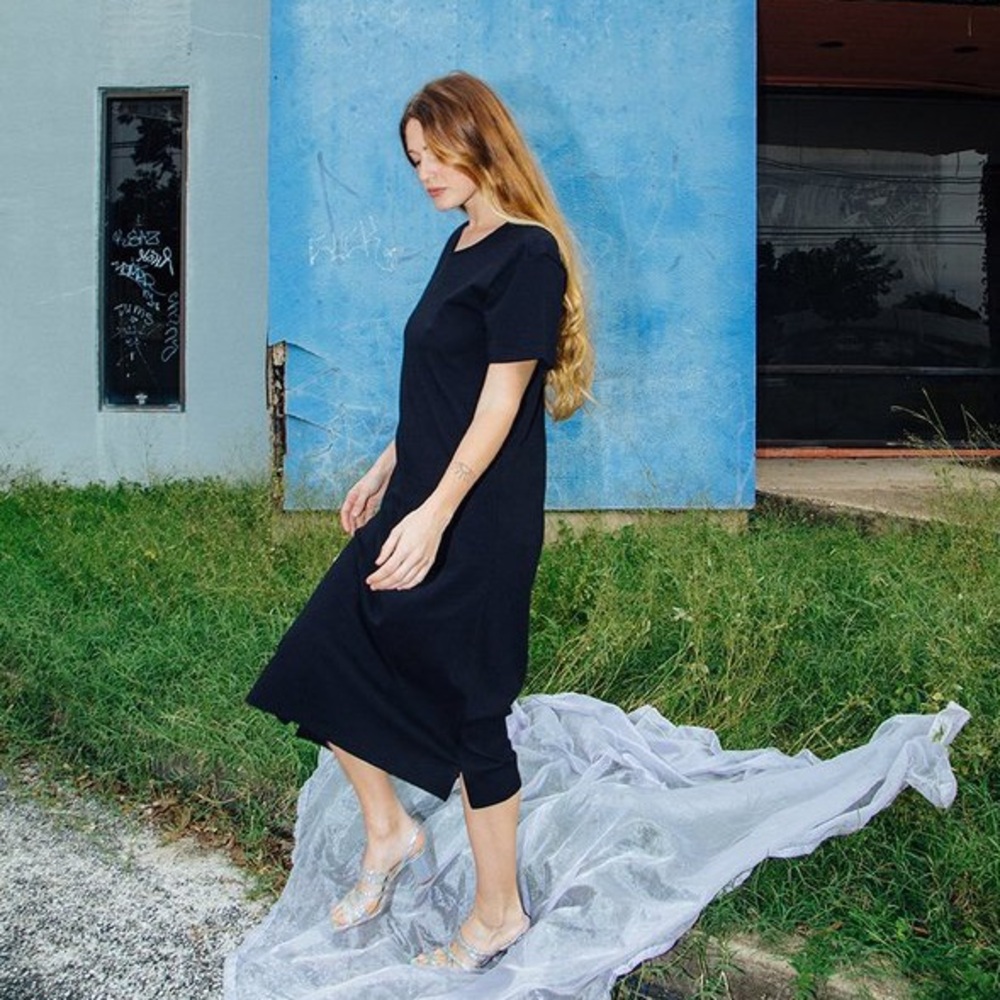 Ali Golden Drop Sleeve T-shirt Dress - Black